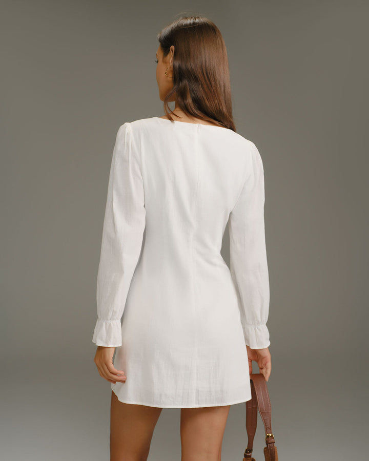 SALE | White Square Neck A-Line Mini Dress