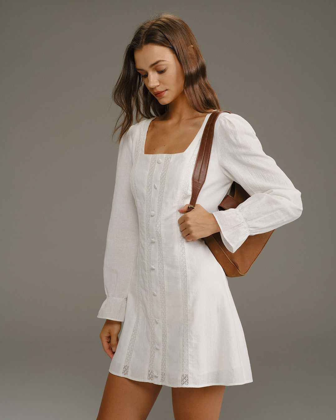 SALE | White Square Neck A-Line Mini Dress